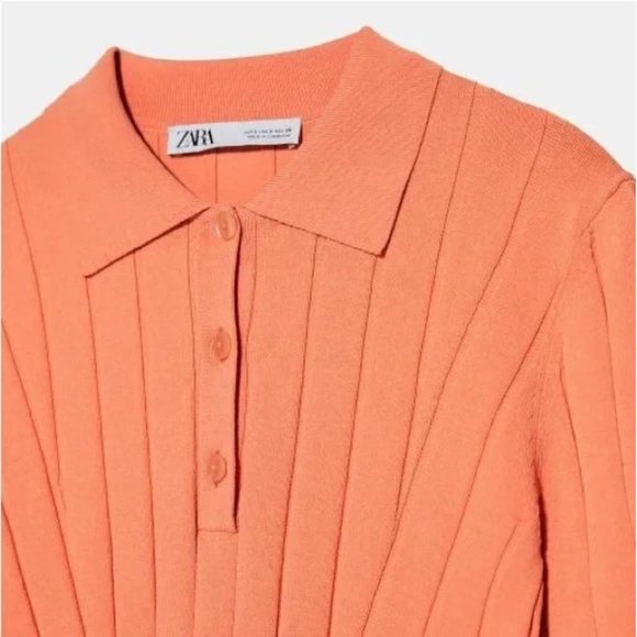 Zara Rib Knit Polo Sweater S - Picture 5 of 6